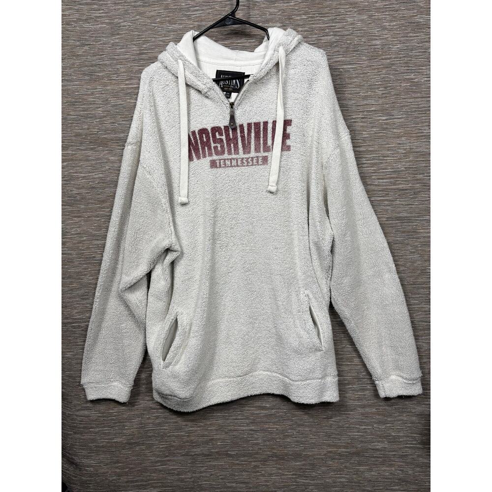 Austins Inc Hoodie Mens 2XL White Nashville Tennessee 1/4 Zip Fleece Pullover